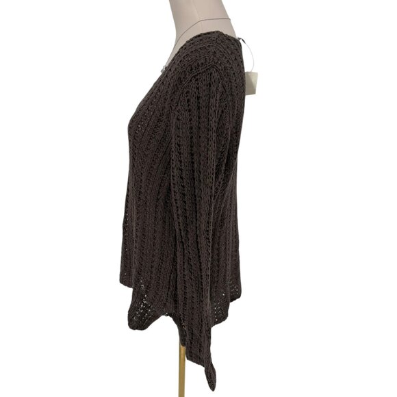 VTG J.Jill Sz XL Loose Open Knit Long Sleeve Cotton Pullover Sweater Shale NWT - Picture 11 of 16